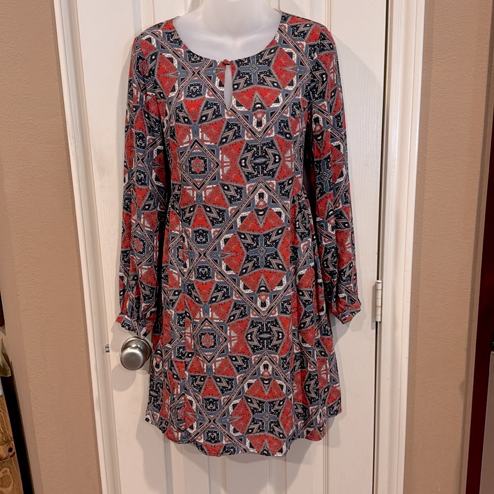 Anthro Paper Crown Long sleeve Patterned Dress. Sz Small